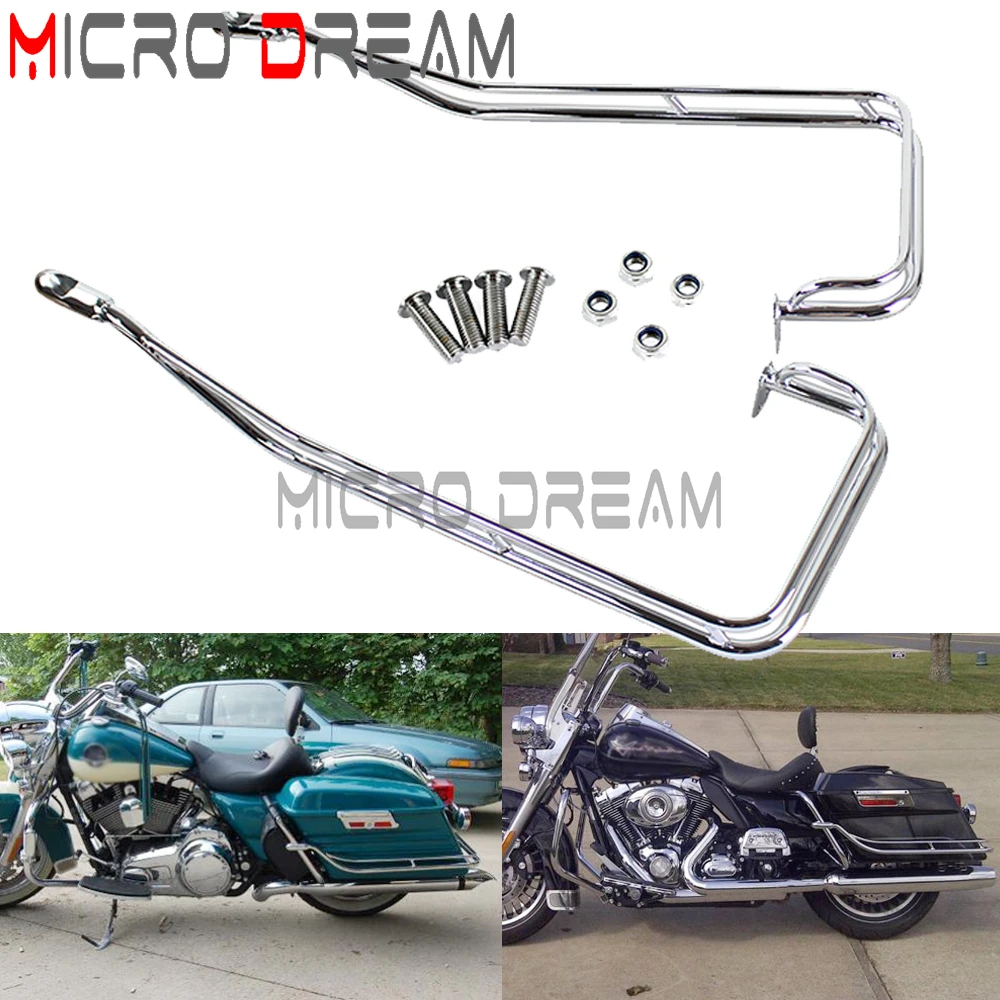 

Motorcycle Twin Rail Saddlebag Guard Chrome For Harley Touring Road King Electra Glide FLHT Ultra Limited FLHTK FLHTC FLHTCU