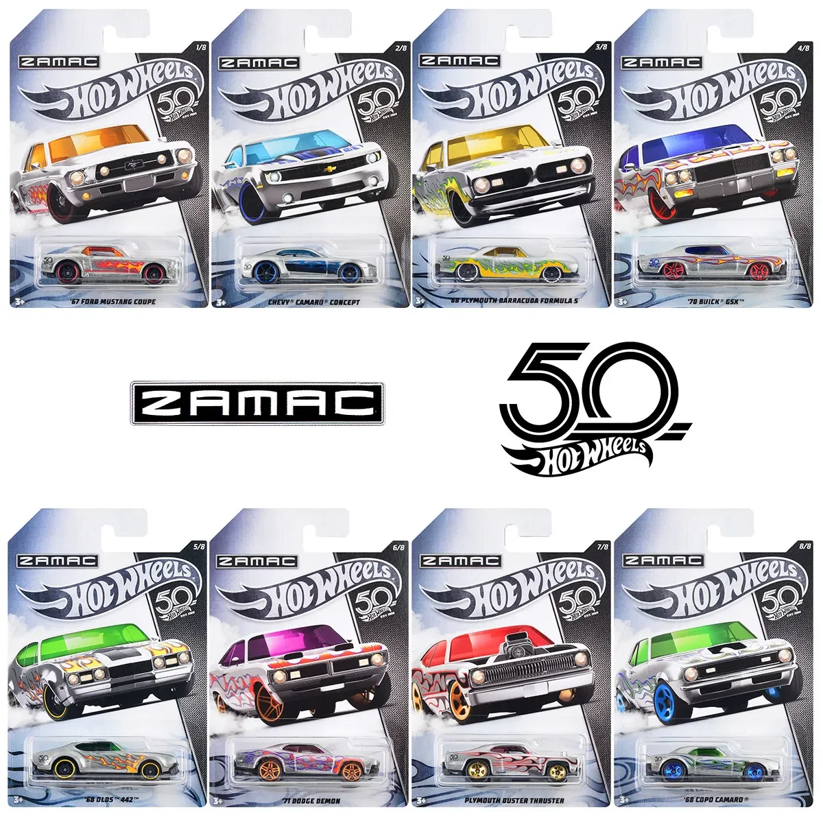 Original Hot Wheels 50th Anniversary ZAMAC Limited Edition Car Diecast 1:64 Collector Metal Car Toys for Boys Kids Children Gift