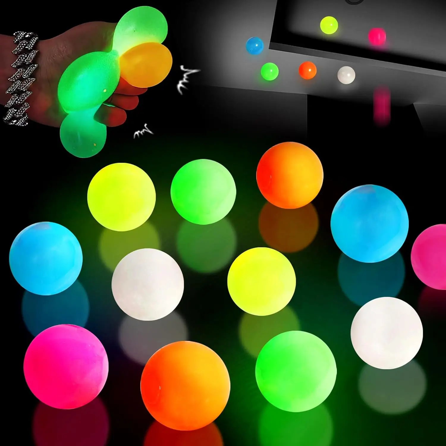 Glow in The Dark Sticky Balls Set Ceiling Balloon Target Sticky Balloon Target Stress Relief Balls for Anxiety Pressure
