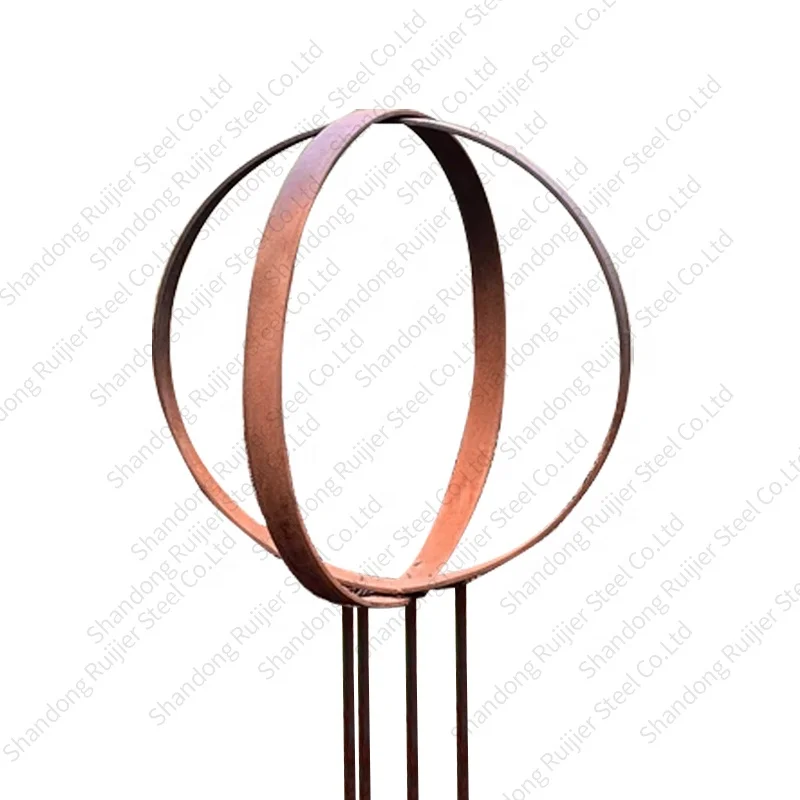 Outdoor Garden Ring Rusty Metal Garden Stakes Yard Art Centerpiece I Garden Decoration