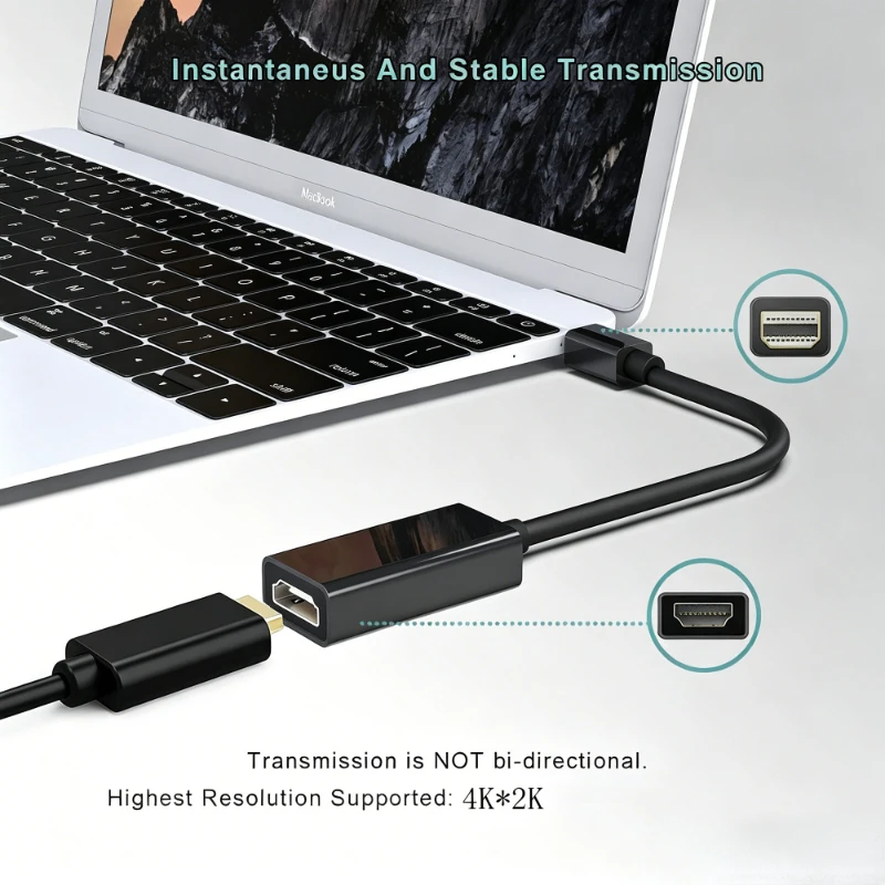 4K Mini DisplayPort to HDMI-compatible Adapter Male Mini DP to Female HDMI-Compatible Cable Converter for Apple MacBook Air Pro