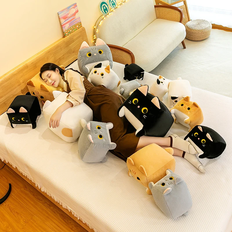 

Ugly and Cute Bread Cube Little Cat Throw Pillow Plush Toy Girls Embrace To Sleep Soothing Childrens Cat Birthday Gift