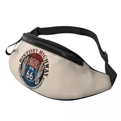 Casual Route 66 America Road Fanny Pack Men Women Vintage Trip Crossbody Waist Bag for Running Phone Money Pouch