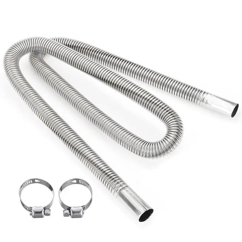 60-300cm Car Air Parking Heater Auto Exhaust Pipe w/ 2 Clamps Fuel Tank Exhaust Pipe Hose Tube Stainless Steel for Diesel Heater