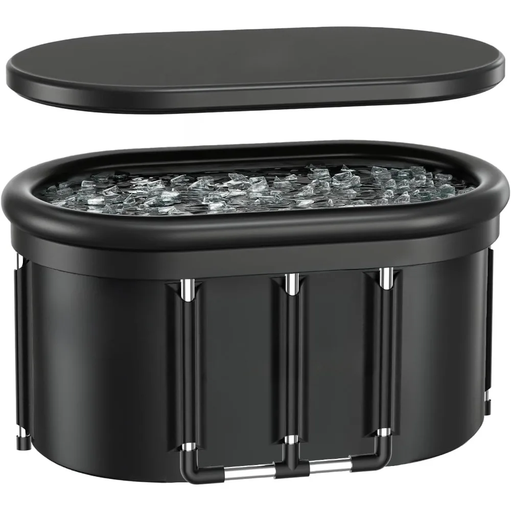 

XXL Oval Ice Bath Tub for Cold Plunge, Portable Ice Pod with Lid, 148Gal Inflatable Ice Plunge Tub with 2 Drain Valves