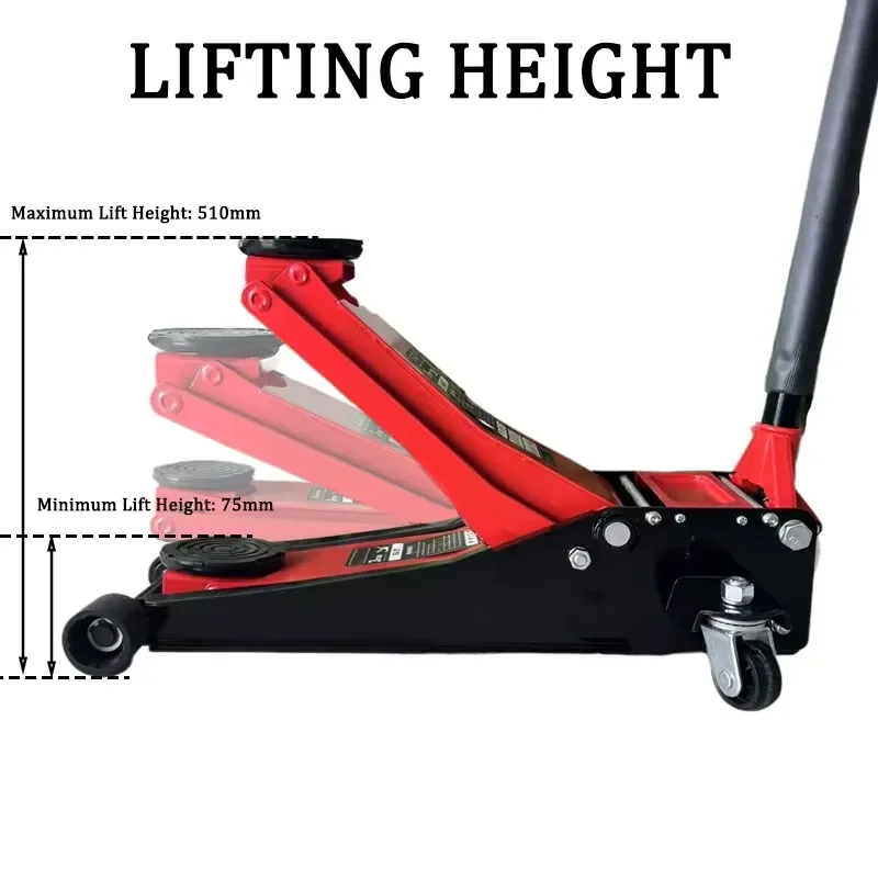 3-Ton Quick-lift Pump Low-Position Steel Vehicle Floor-mounted Hydraulic Jack with Dual-piston