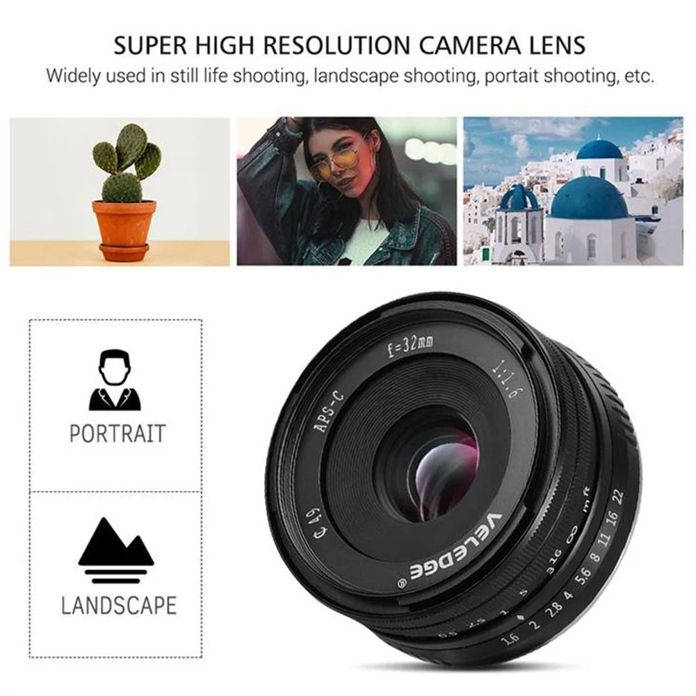 VELEDGE 32MM F1.6 Manual Fixed Focus Lens Accessory For Fuji Micro-Single Camera X-T X-PRO X-E Series Camera Lenses