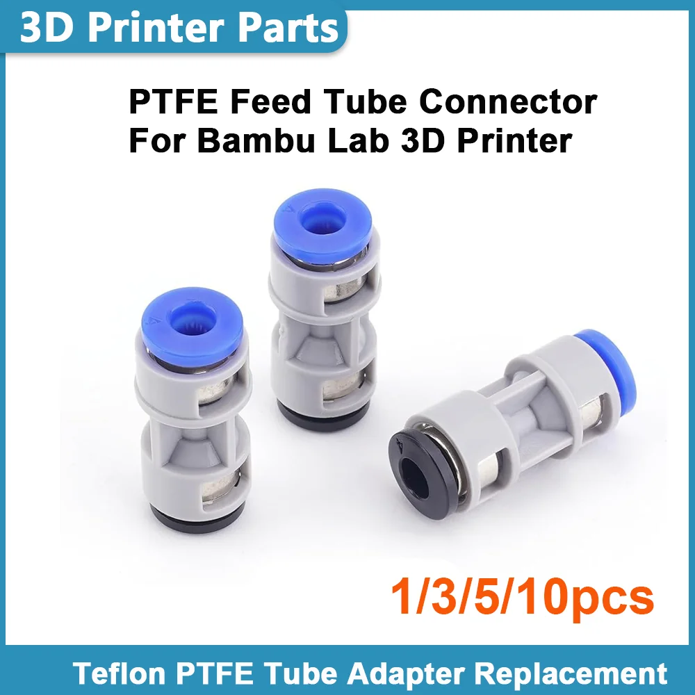 

3PCS For Bambu Lab PTFE Tube Coupler,PTFE Tube Connector; Compatible with Bambu Lab P1/X1 Series 3D Printers Accessories