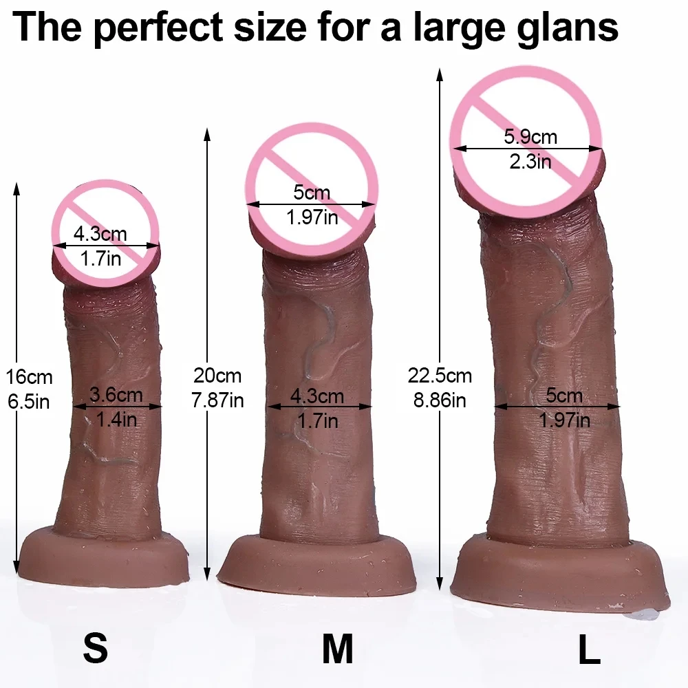 Realistic Big Glans Dildo Soft Silicone Huge Dick Strong Man Penis with Suction Cup Anal Vaginal Masturbators Sex Cock Adult 18+