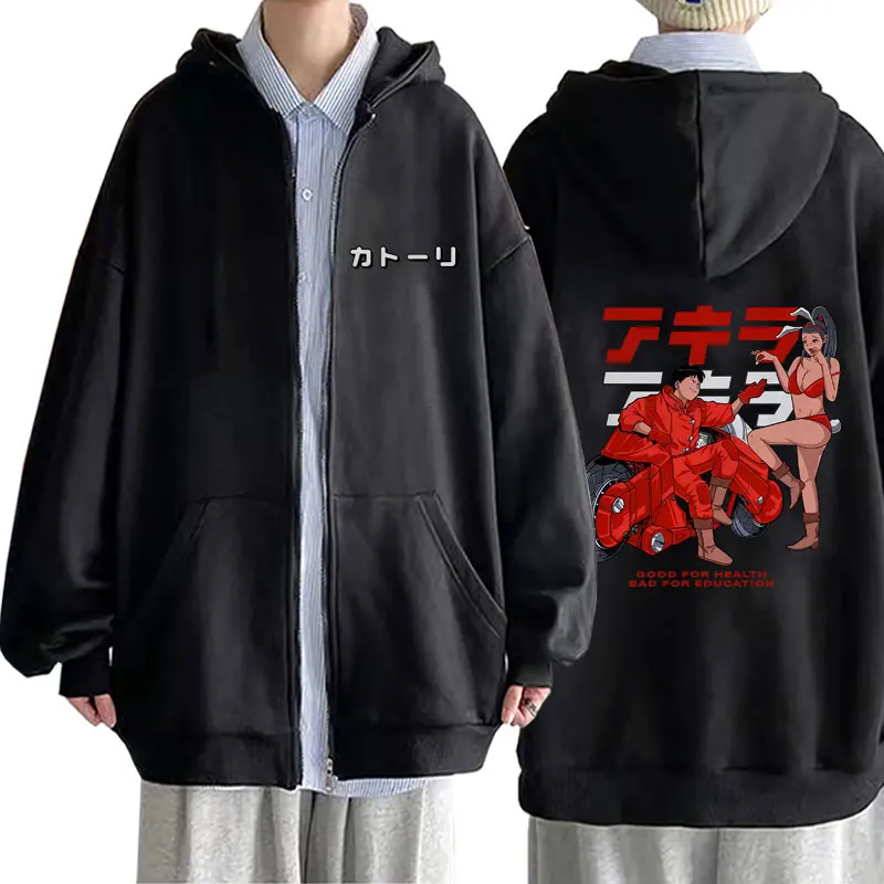 

Anime Akira Zipper Hoodie Japanese Science Fiction Cartoon Movie Shotaro Kaneda Funny Zip Up Hoodies Men Manga Casual Sweatshirt