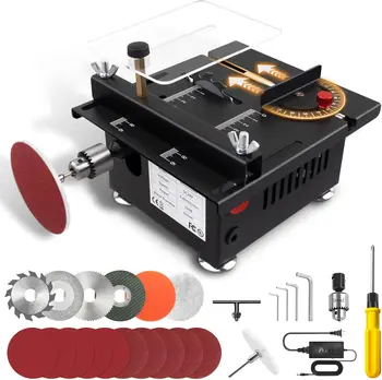 MINI เห็นตาราง 100W มินิเดสก์ท็อปเครื่องตัดเลื่อยไฟฟ้า DIY ความเร็วและมุมปรับ 15 มม.ตัดความลึกตาราง sawelectrical หัตถกรรม
