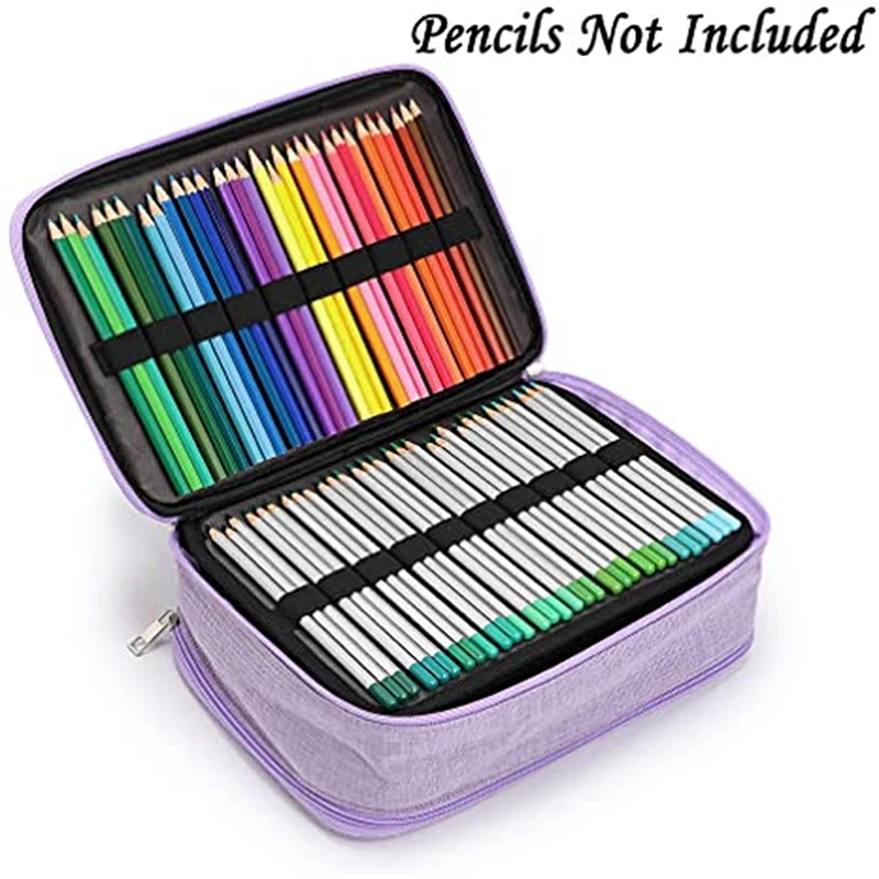 Imagem -05 - Portátil de Grande Capacidade Lápis Colorido Pen Bolsa Titular com Zipper Bolso Material Escolar Estacionário 300 Buracos