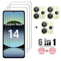 6in1 Full Gule Glass For Xiaomi Redmi Note 14 Tempered Glass Redmi Note 14 Screen Protector Camera Lens Film Redmi Note 14