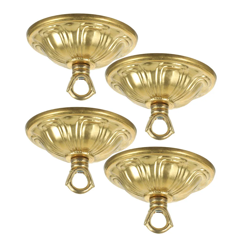 4Pcs Copper Ceiling Cover Plate Vintage Chandelier Canopy for Pendant Light Retro Industrial Decor Living Room Bar Cafe Hall