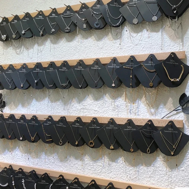 Necklace Display Cards White Black Blank Necks Paper DIY Handmade Jewelry Packaging Hanging Hole Cardboard Label Wholesale