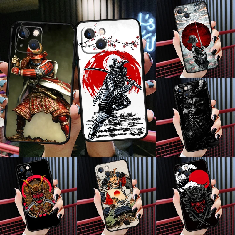 Japanese Samurai Warrior Phone Case For iPhone 15 12 13 Mini Plus X XR XS 11 14 Pro Max Back Cover Shell