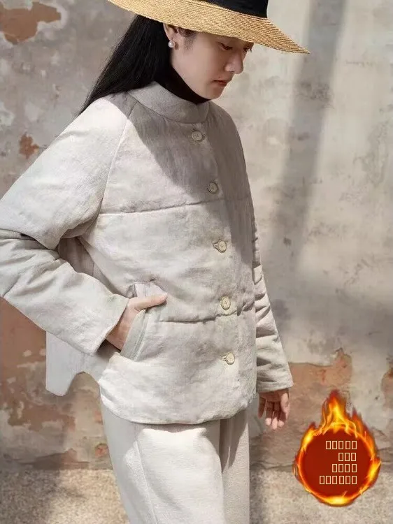 الشتاء المرأة Jaet Haax القطن قطرة المطر نمط الفني خمر ملابس خارجية Thiened طويلة Sve الحلو Sle معطف