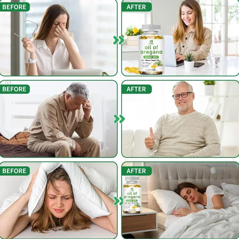 زيت كبسولات أوريجانو، مع زيت البذور السوداء، التوت، فيتامين د3، يدعم صحة الجهاز الهضمي، وتعزيز المناعة والعظام والمفاصل #4