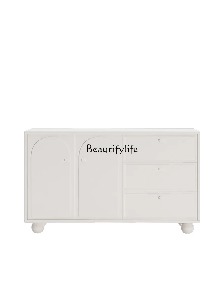 

Cream Style Solid Wood Five-Wall Chest of Drawers Modern Minimalist Storage Dining Side Wall Storage Cabinet