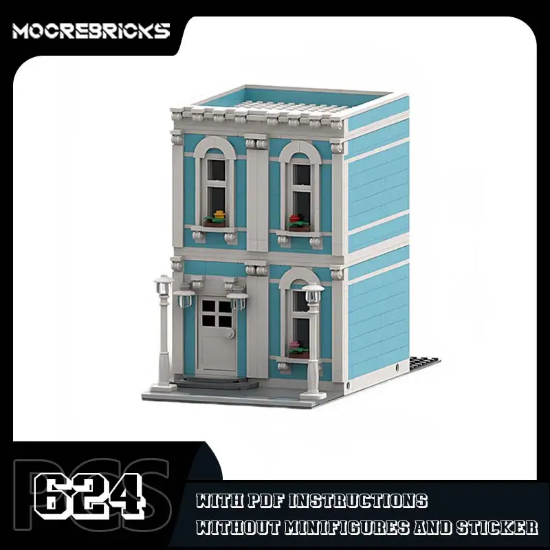 Landscape Series Modular Blue House Building Blocks City Classic Architecture DIY Model Bricks Toy Children's Assembly Set Gift