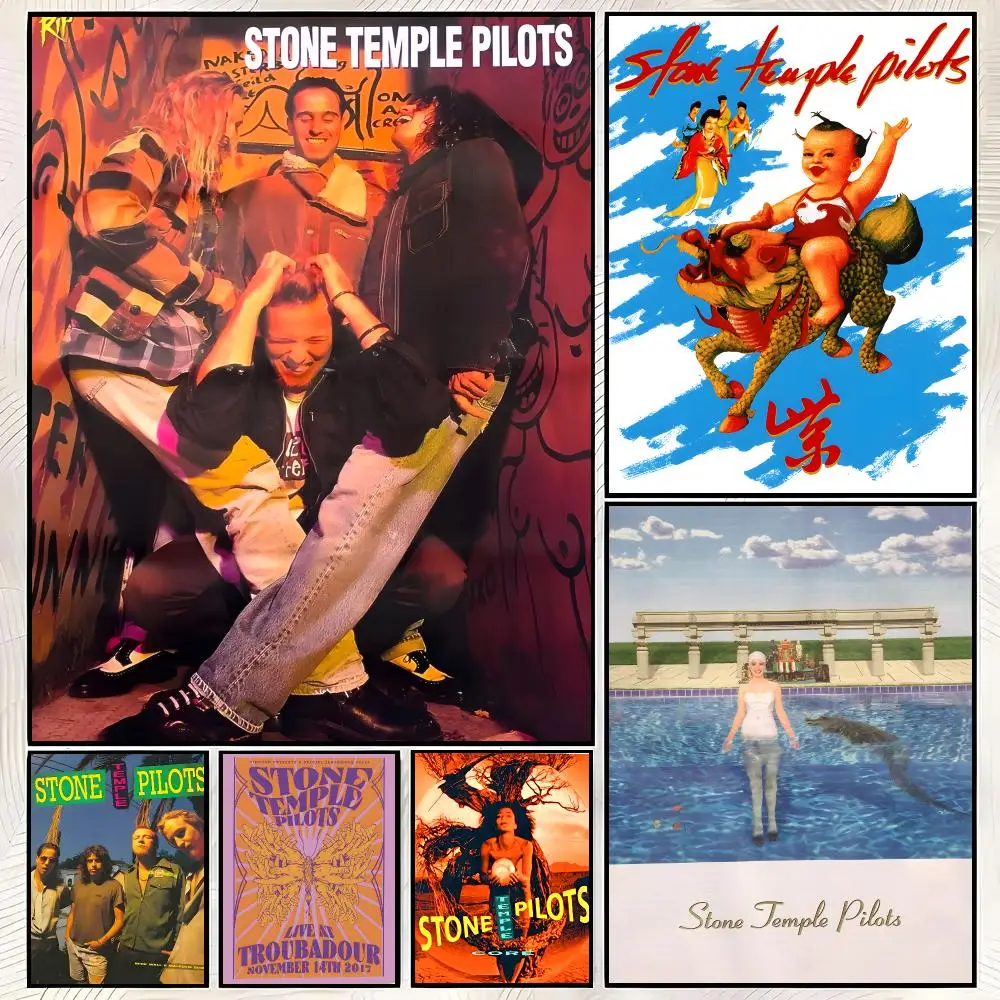 S-Stone Temple Pilots Poster HD-Kunst Retro Selbstklebend DIY Raumdekoration Wohnzimmer Club Wanddekoration Geschenk
