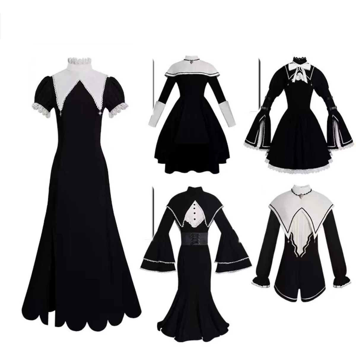 

Anime Project Sekai Cosplay Asahina Mafuyu Shinonome Nun Black Dress Costume