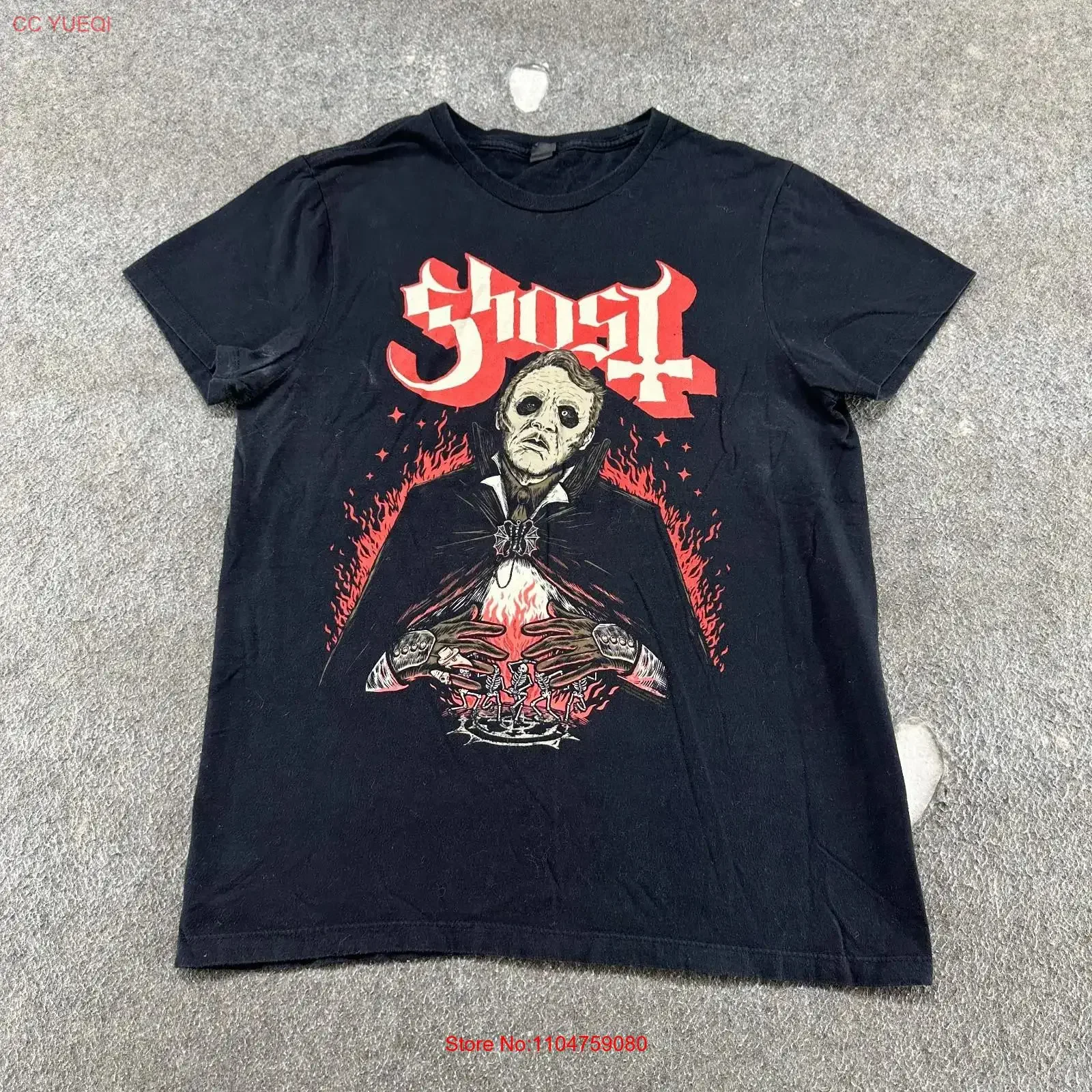 GhosT T Shirt Mens M Black Band Danse Macabre Papa Emeritus Rock vintage Washed Top For Everyday Wear fashion Unisex