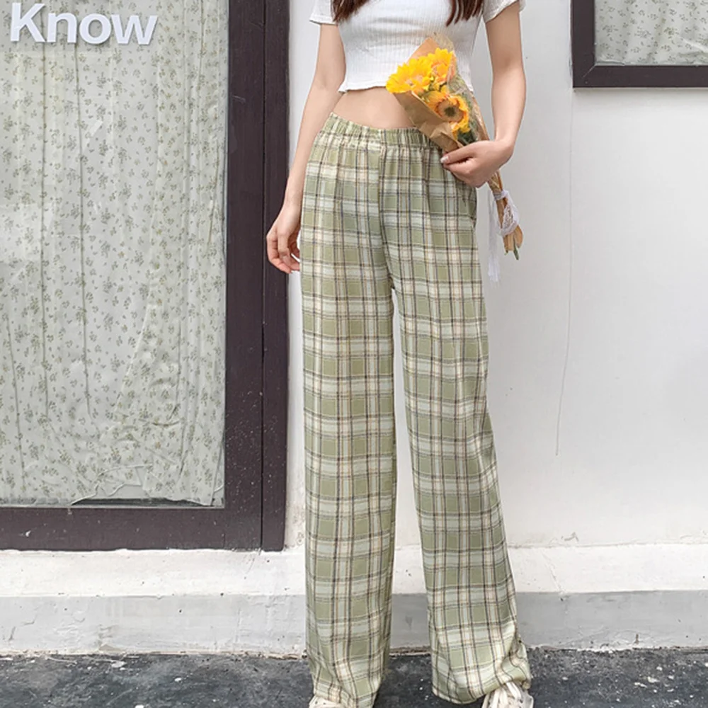 Long Pants for Women Elastic Waist Band Trousers with Pockets Loose Fit Gift for Girls Women