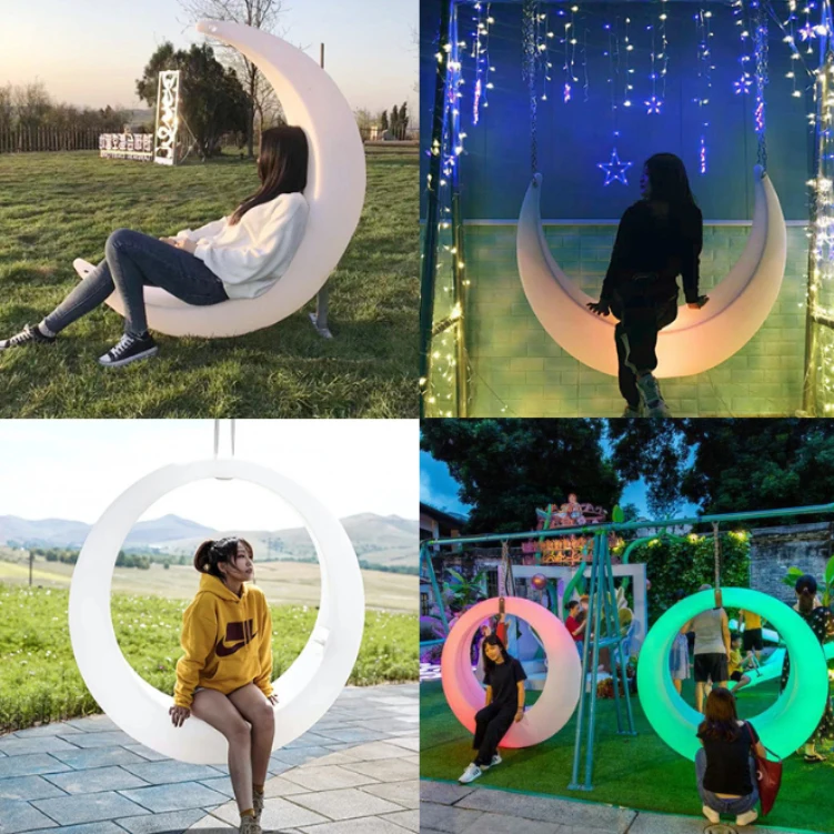 Luminous Mouth Sculpt Lamp Solar Powered Swing Amusement Equipment Children Adult Universal Leisure Hanging Chair