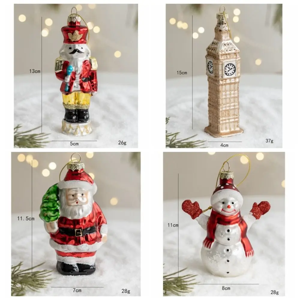 Adornos navideños de cristal de Papá Noel, muñeco de nieve, tema navideño, decoración de árbol de Navidad, colgante, regalo, colgante colorido de Navidad