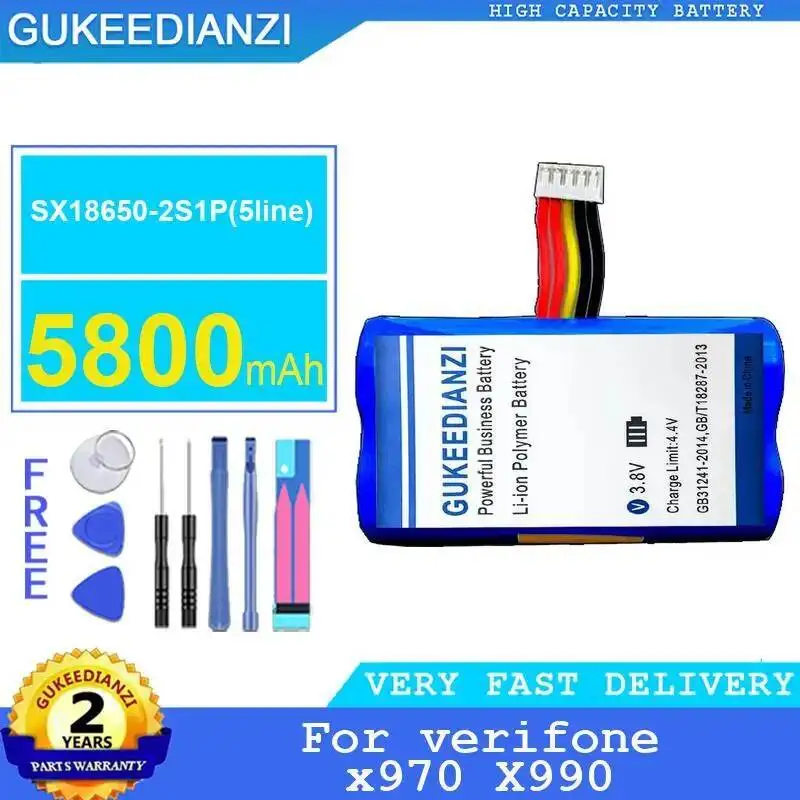 

Stable 5800Mah Card Reader Battery SX18650-2S1P 5Line For Verifone X970 X990