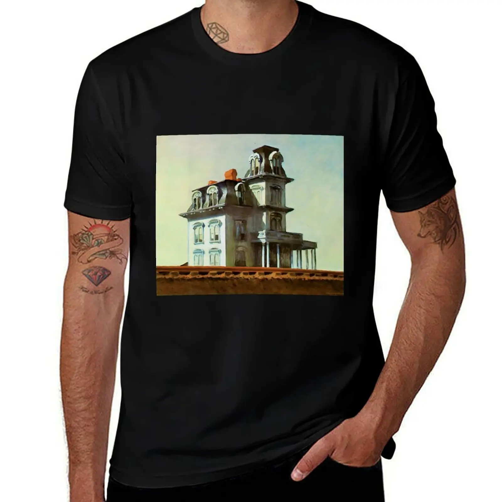 

Edward Hopper - House by the Railroad 1925 T-Shirt summer clothes quick drying anime stuff mens big and tall t shirts
