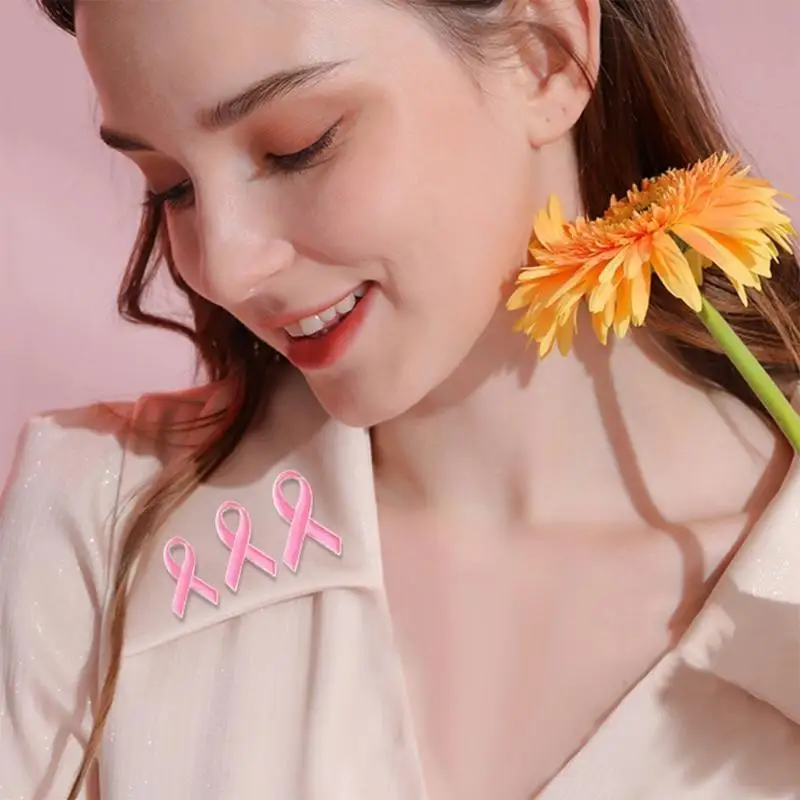 Pink Ribbon Breast Cancer Awareness Brooch - alternate angle