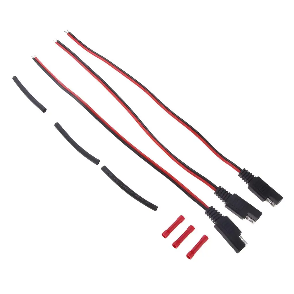 3Pcs Boat Auto Power Cable With Terminal Shrinkable SAE4-3PK Power Plug