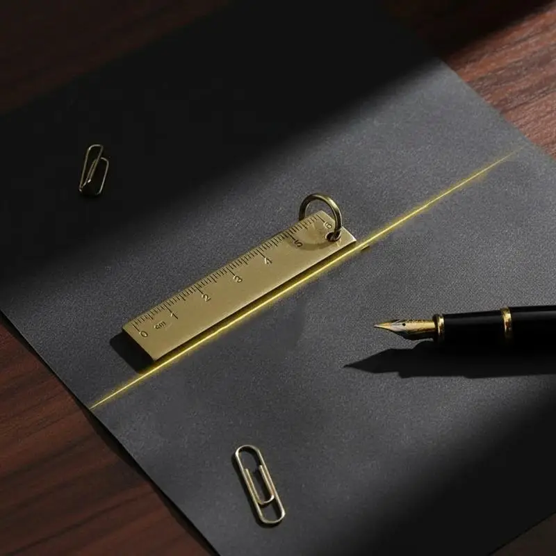 6cm Metal Straight Ruler Keychain Pendant For Kids Students Stationery Office School Supplies