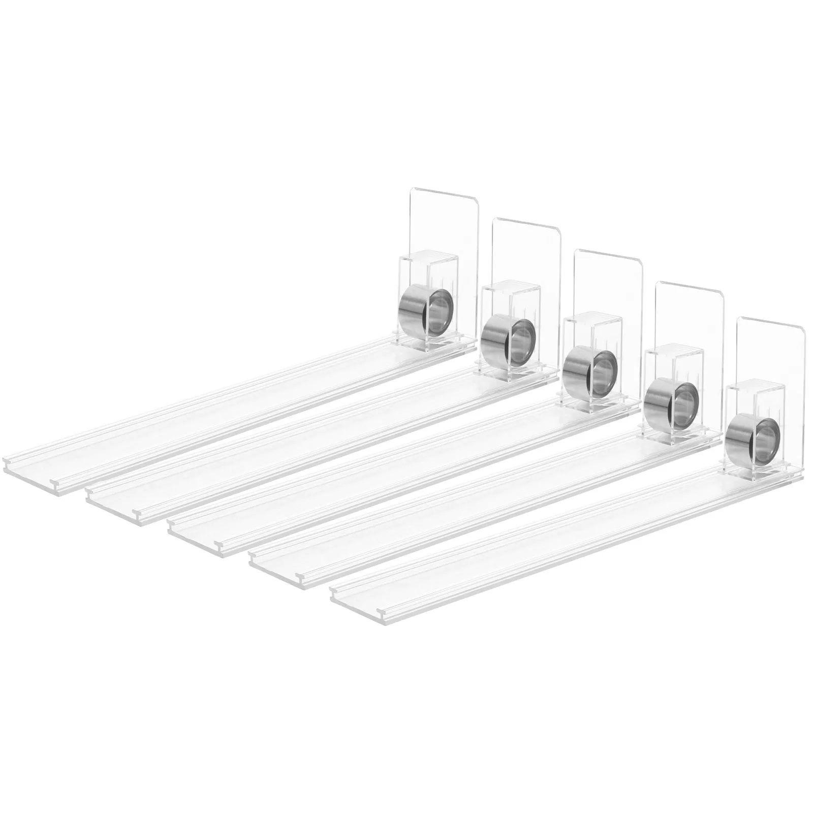 5Pcs Self-Pushing Drink Dispenser Rack for Fridge Pantry Retail Shelves Automatic Shelf Pusher Plastic Beverage Organizer Can