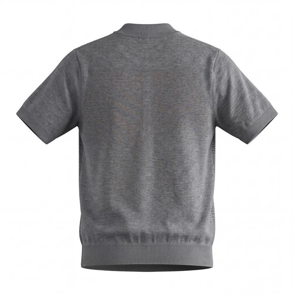 MWJLPWQ Tide Style Knitted Short Sleeve T-Shirt Men Trend Irregular Solid Color Jacquard Loose Thread Regular Shoulder Top 17053