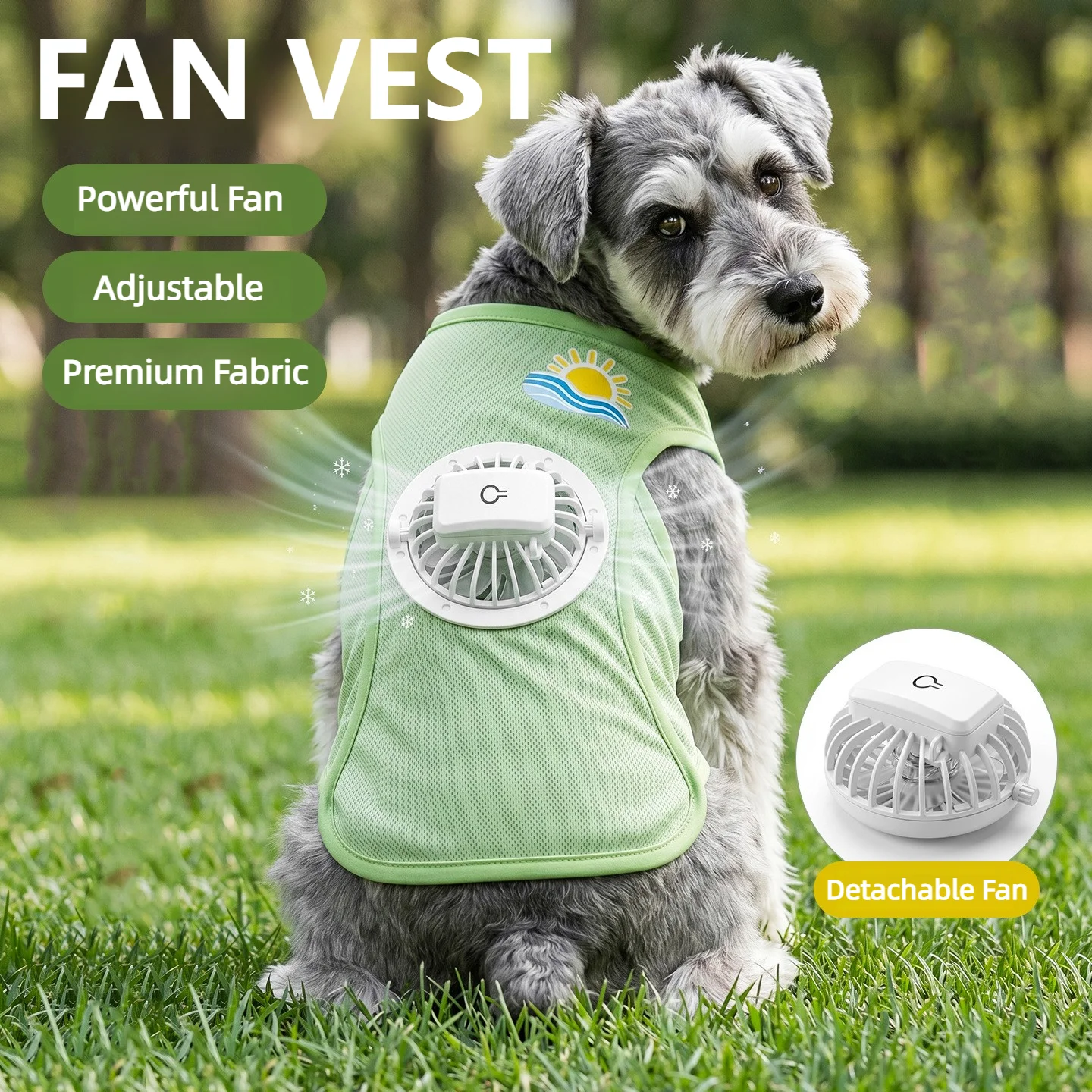 Dog Cooling Vest With Detachable 3-Speed Fan Breathable Mesh Anti-heatstroke Sweat Absorbing Puppy Summer Outdoor Walking Wear