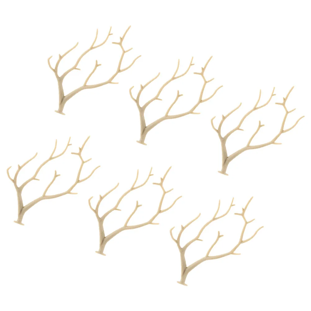 

6pcs Artificial Antler Dried Tree Branches Plastic Decorative Twigs For Wedding Table Home Decoration Beige Christmas