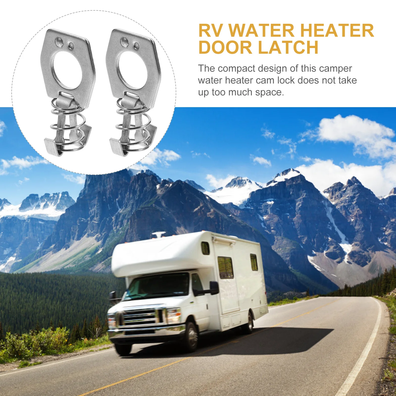 2개입 RV 워터 히터 캠 잠금장치 스테인리스 스틸 캠퍼 도어 래치 컴팩트 디자인 내구성 있는 패스너 RV 워터 히터 도어 래치