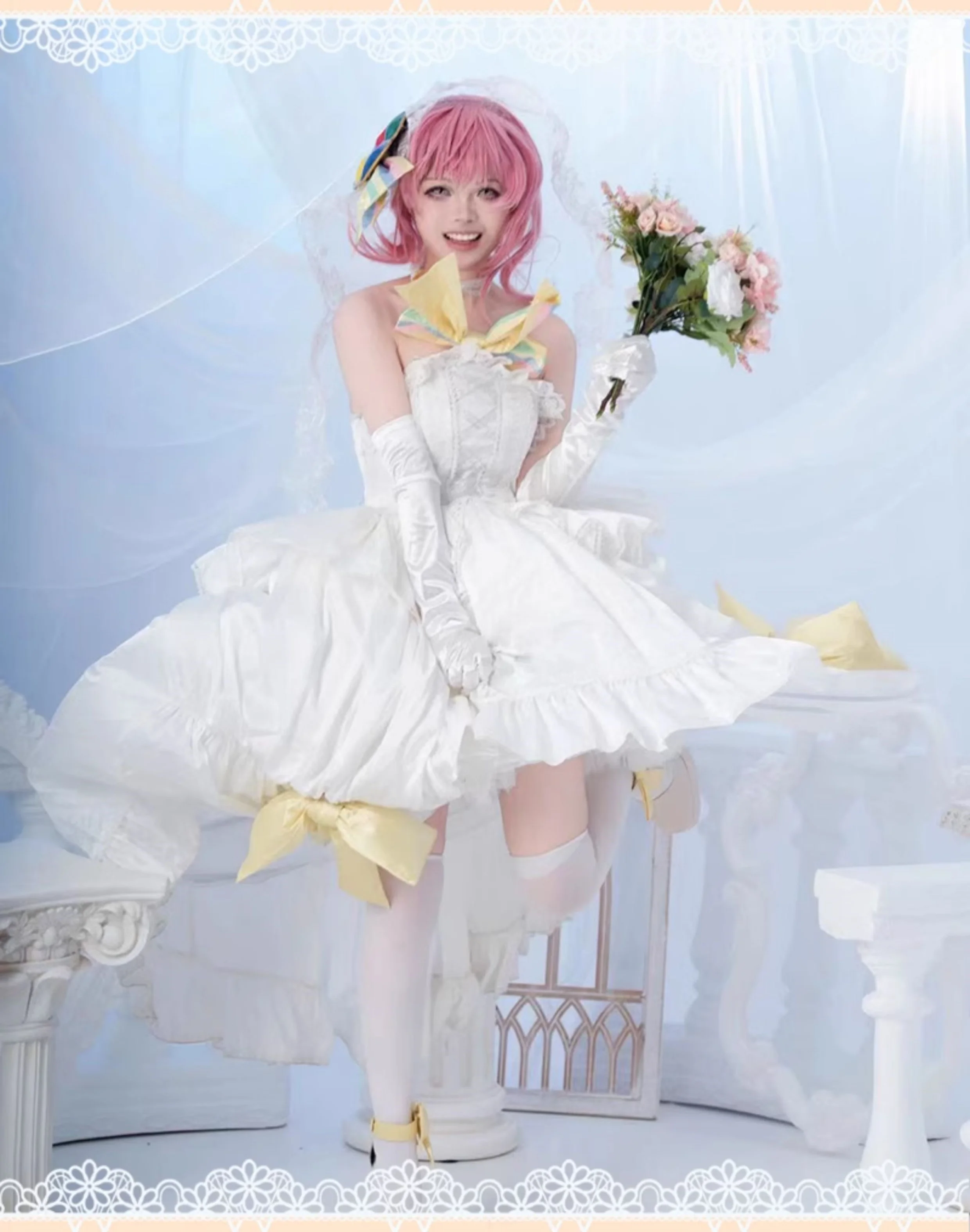 جديد Hinamori Amu تأثيري حلي هالوين عيد الميلاد لعب الأدوار حفلة كوميدية جديدة S-XL أزهار لطيفة الزفاف PaleGold