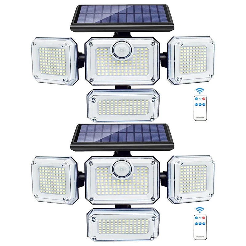 Solar Lights Outdoor Motion Sensor 333 LED Flood Lights, Solar Powered Security Lights Outside, with 2 Remote Controls