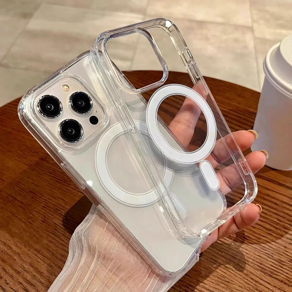 Transparente Magnetische Handyhülle für Apple iPhone 18 17 16 15 14 13 12 Pro Max Stoßfeste Anti-Vergilbungs-Hartschalen-Handyhülle aus PC
