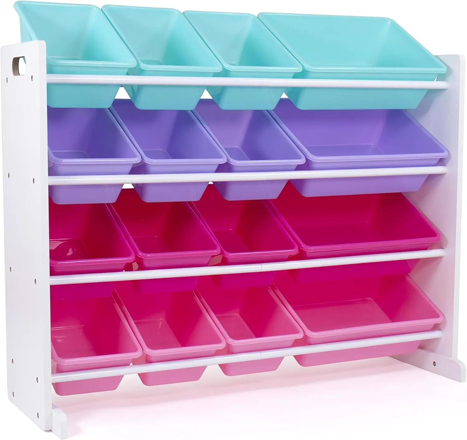 White/Blue/Pink/Purple Extra-Large Toy Organizer, 16 Storage Bins