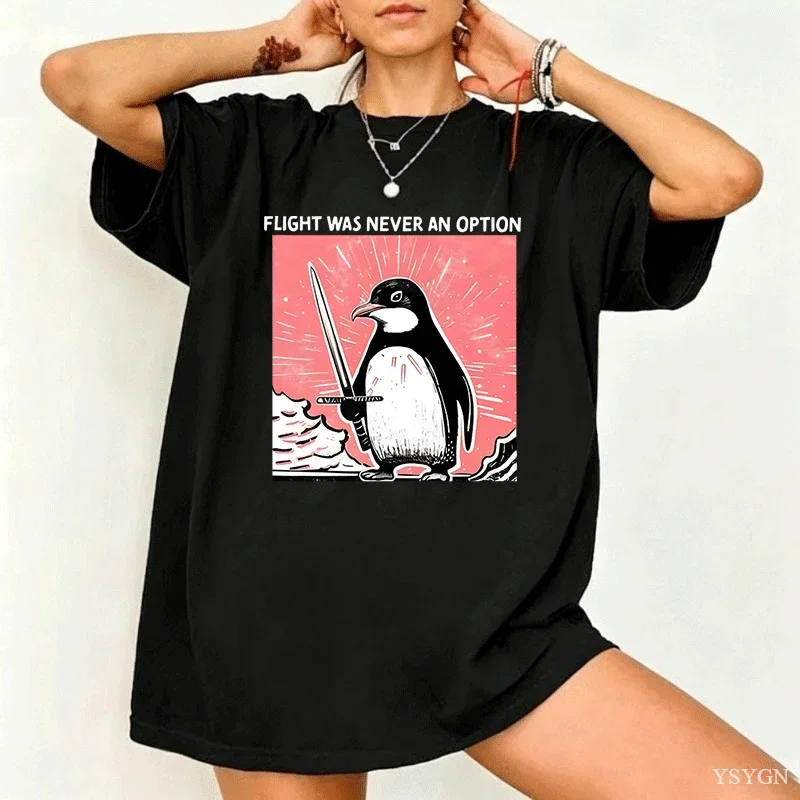Flight Was Never An Option Graphic T Shirts Printed Cotton Short Sleeve Round Neck T-shirt Streetwear Women's Clothing Basic