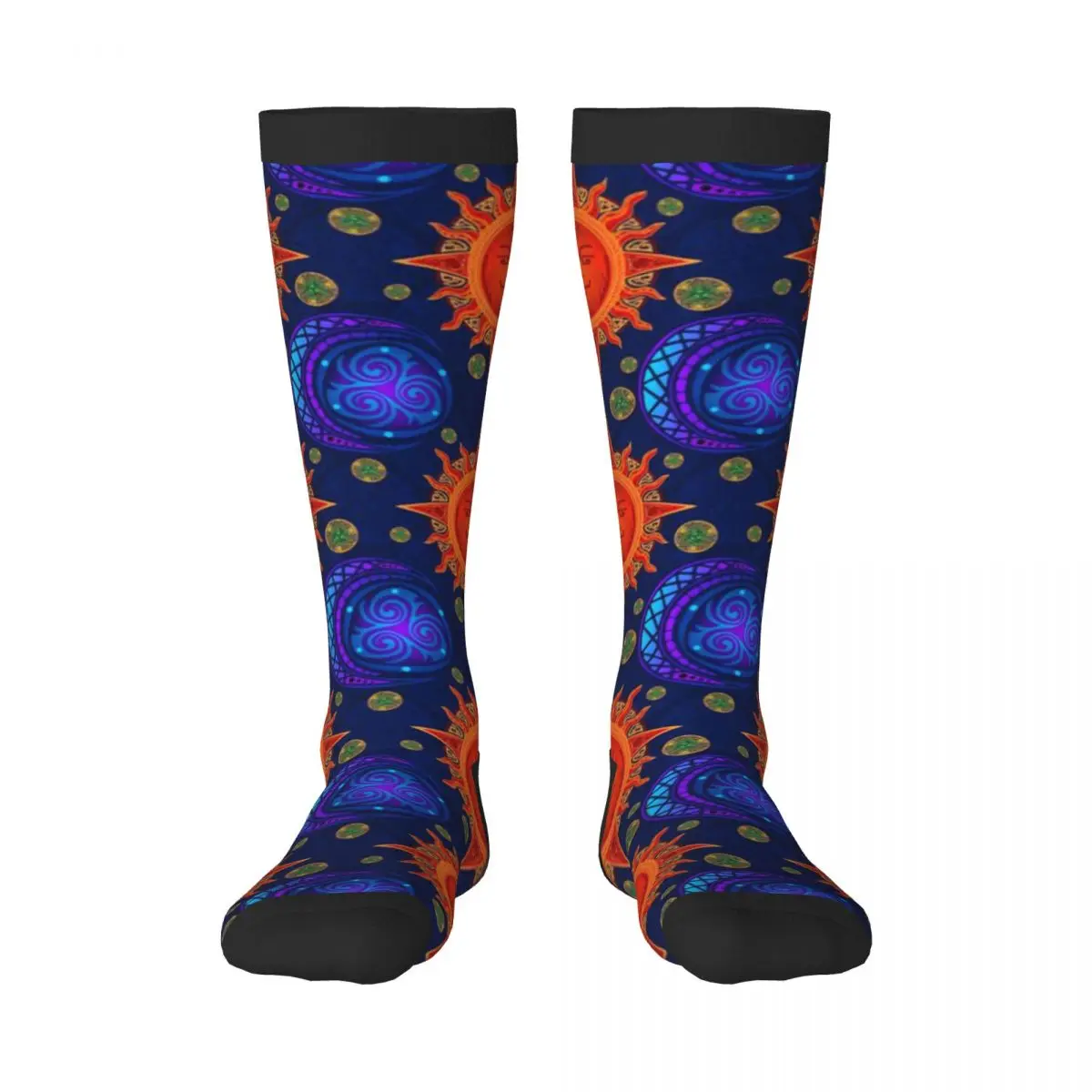 

1 Pack Colorful Sun And Moon Over-knee Long Socks Middle High School Socks