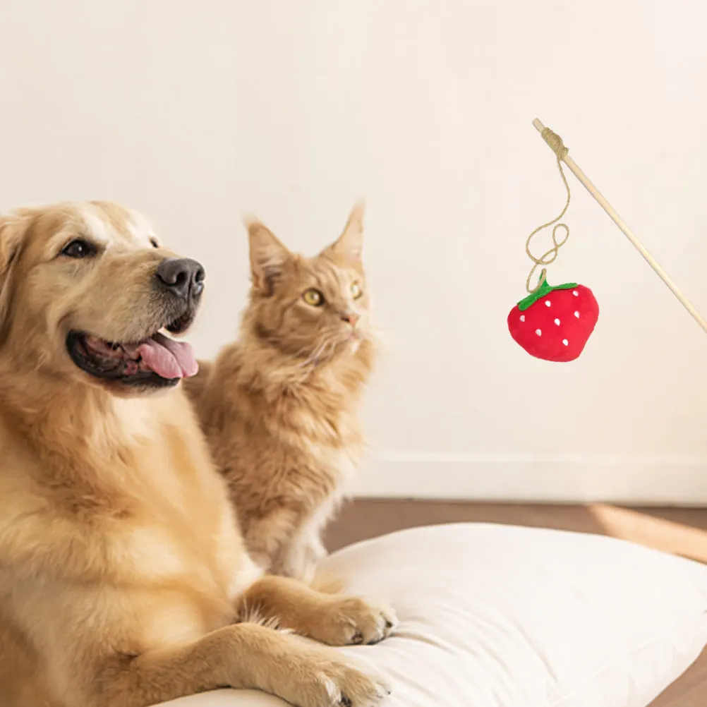 

Strawberry Cat Teasing Stick Lightweight Portable Interactive Pet Plaything Perfect for Kitten Exercise and Fun Cat Teaser Rod