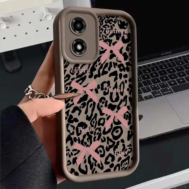 G 04 Leopard print bow New Sky Eye Phone Case For Motorola G64 G04 G52 G54 G53 G34 G14 G23 G24 G72 G35 G85 G22 G20 G30 G84 Cover