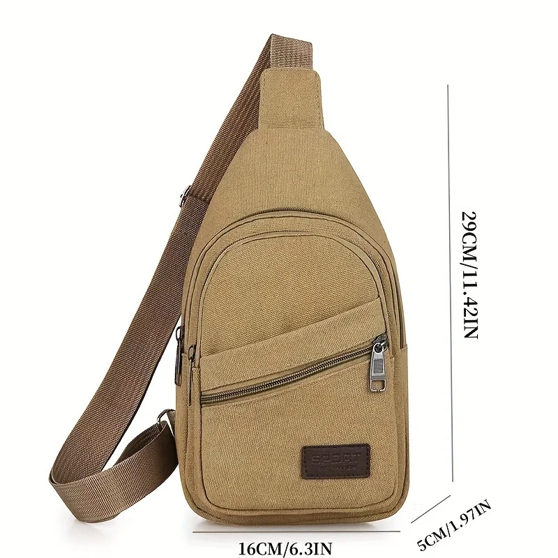 Nuova borsa da petto da uomo, borsa di tela semplice e alla moda, chiusura con cerniera, borse incrociate diagonali a spalla singola casual