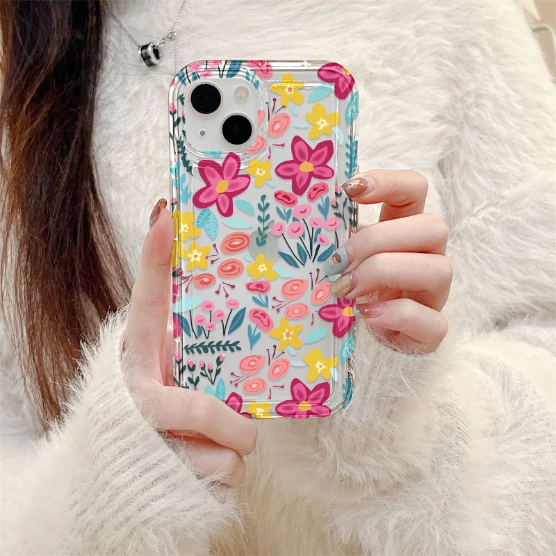 Flower Soft Silicone Phone Case For iPhone 17 Pro Max Cover iPhone 16 15 14 Plus 17 Air 13 12 11 X XS XR 7 8 SE2 Fundas Shells